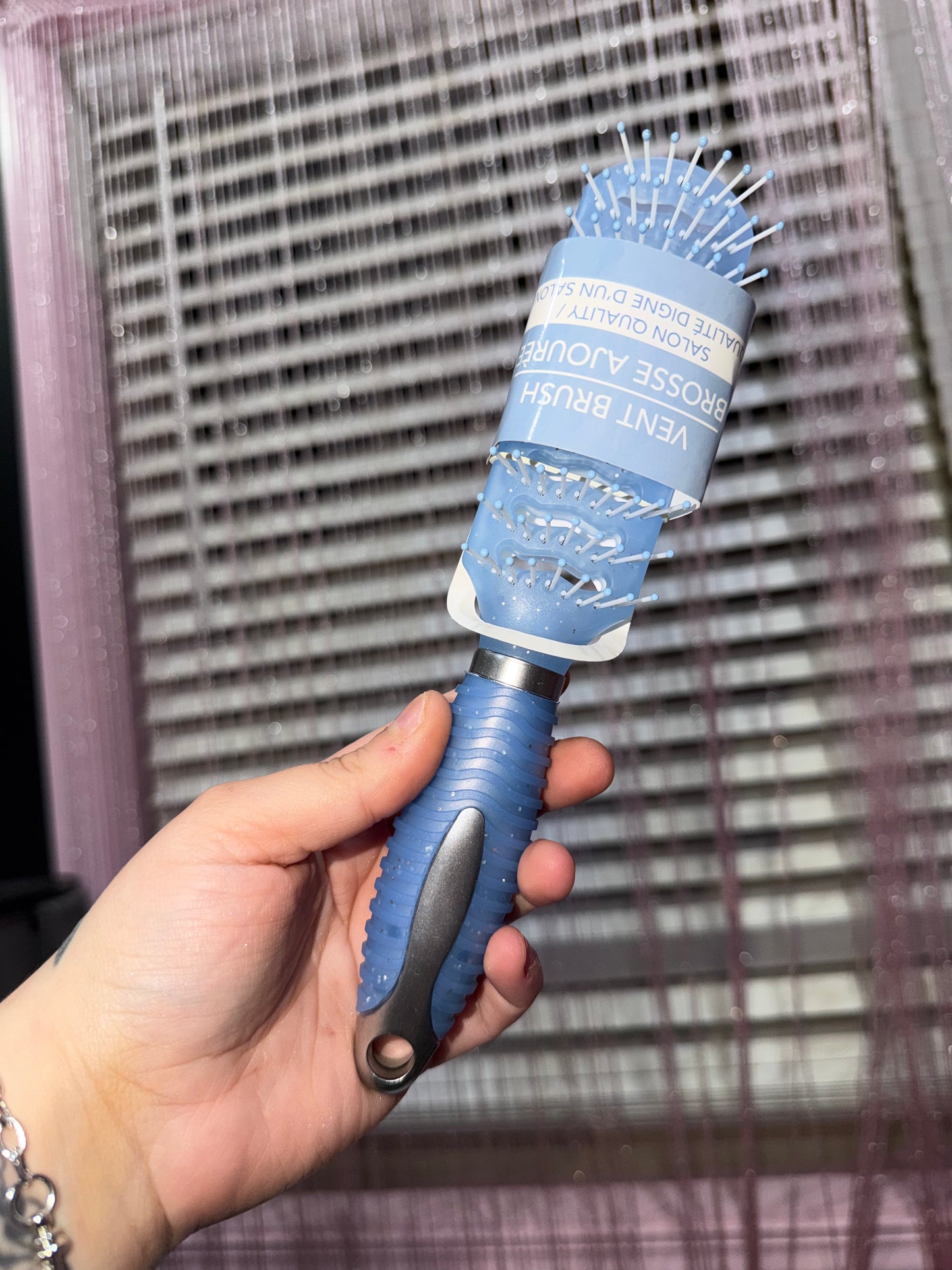 Blue sparkle hair brush