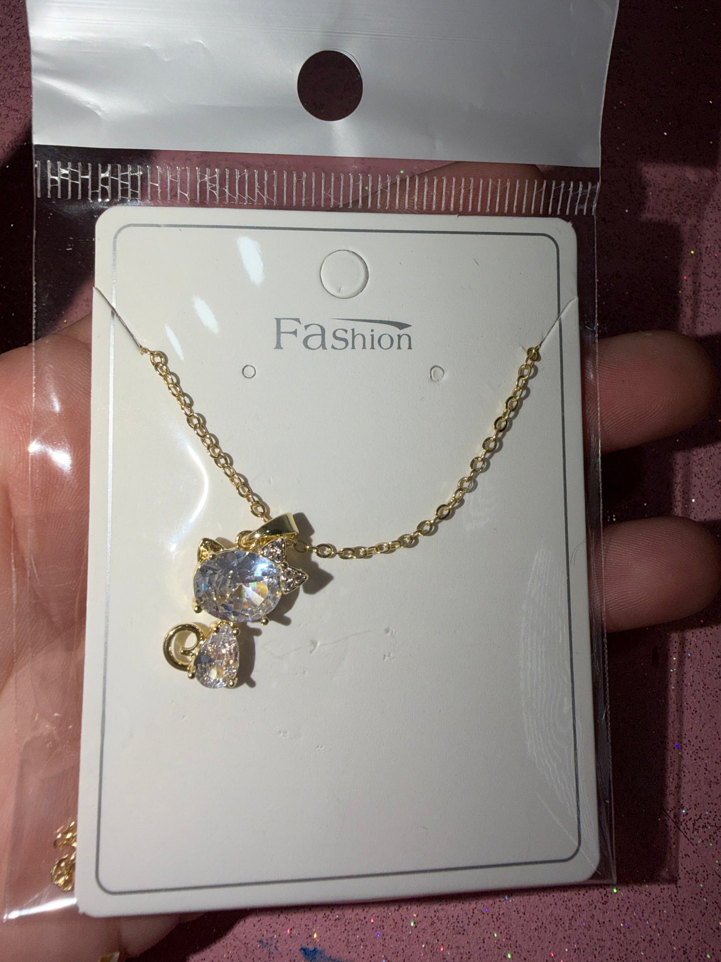 Stainless steel kitty necklace