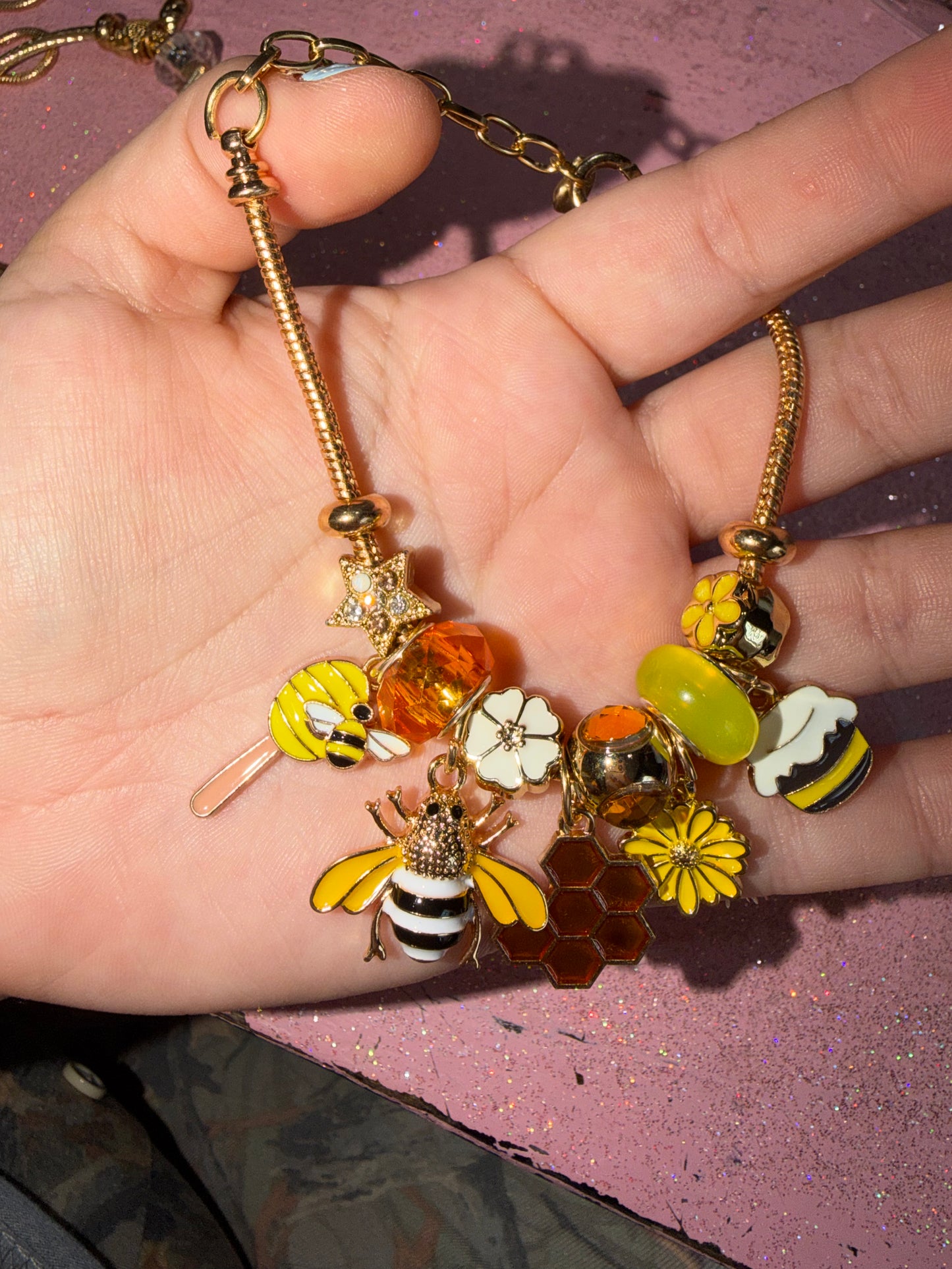 Honey bee charm bracelet