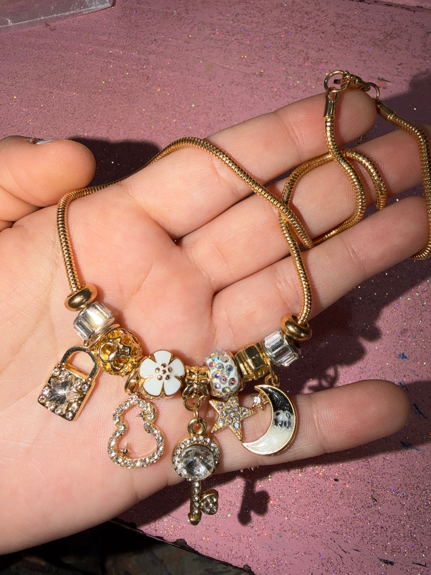 Moon and star charm necklace