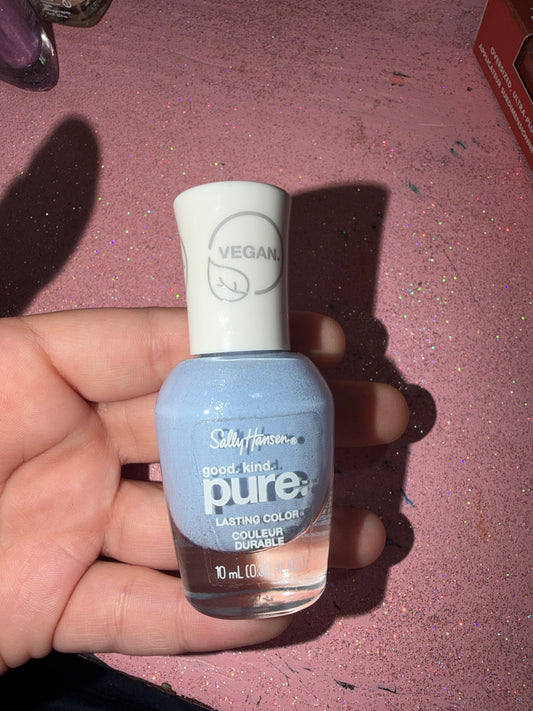 Baby blue glitter nail polish