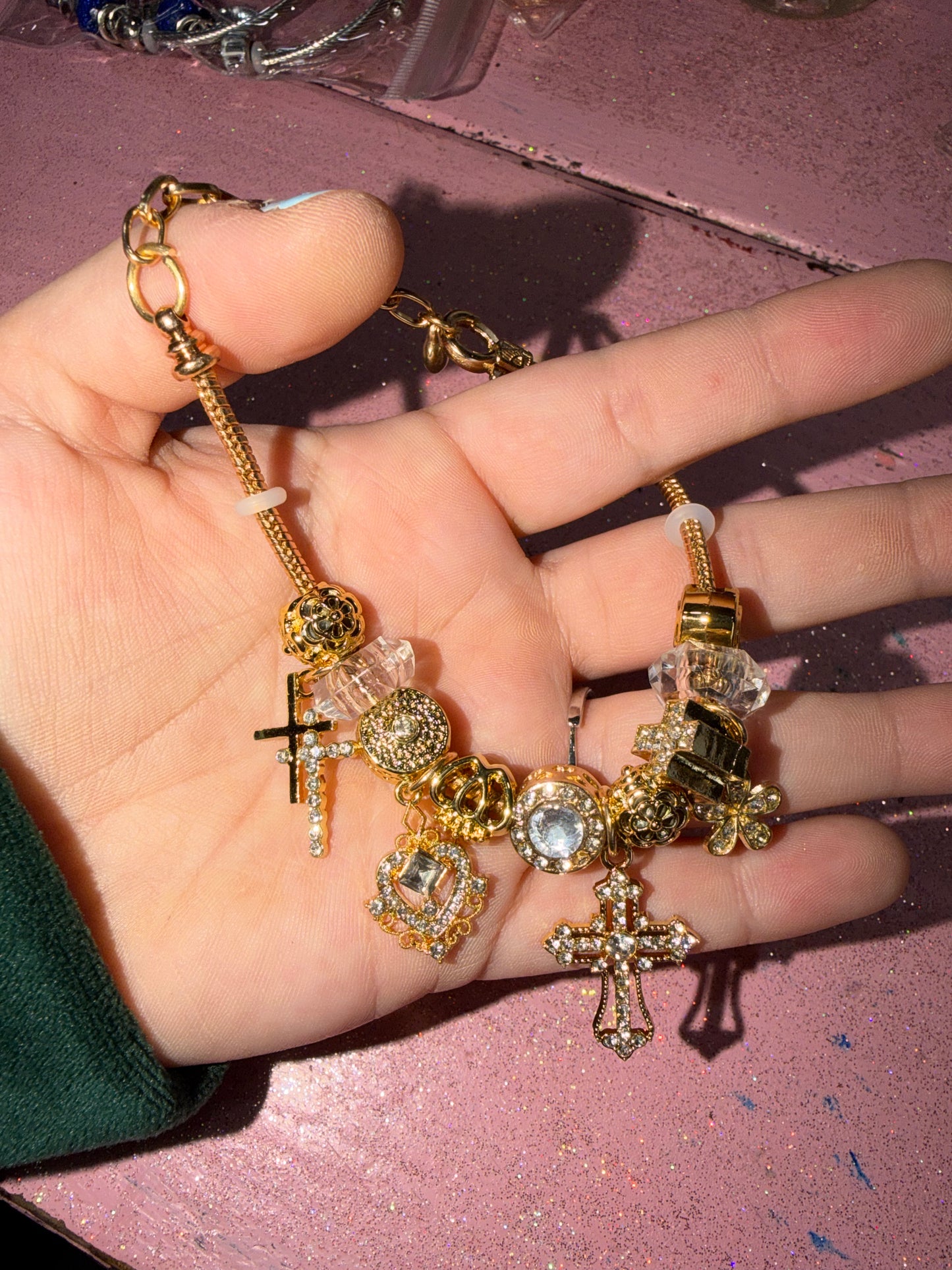Gold cross bracelet