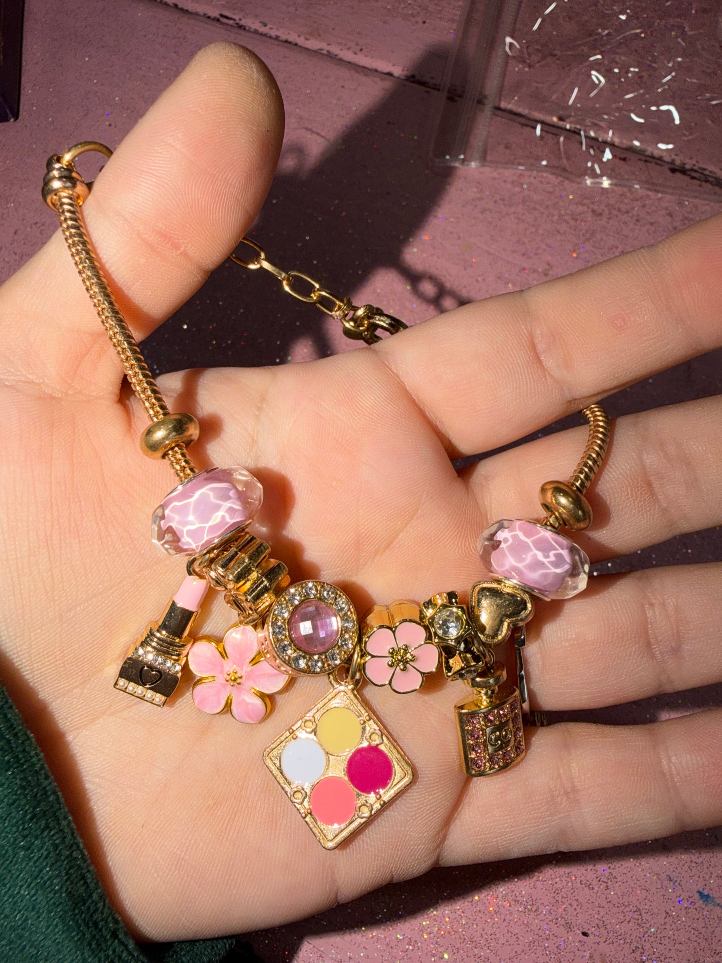 Makeup charm bracelet