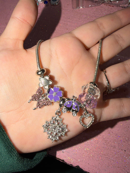 Purple charm necklace