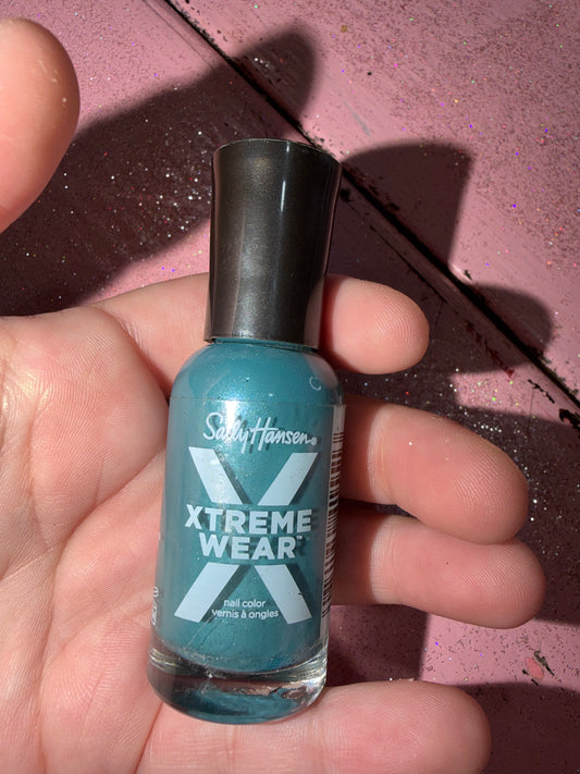 Blue glitter nail polish
