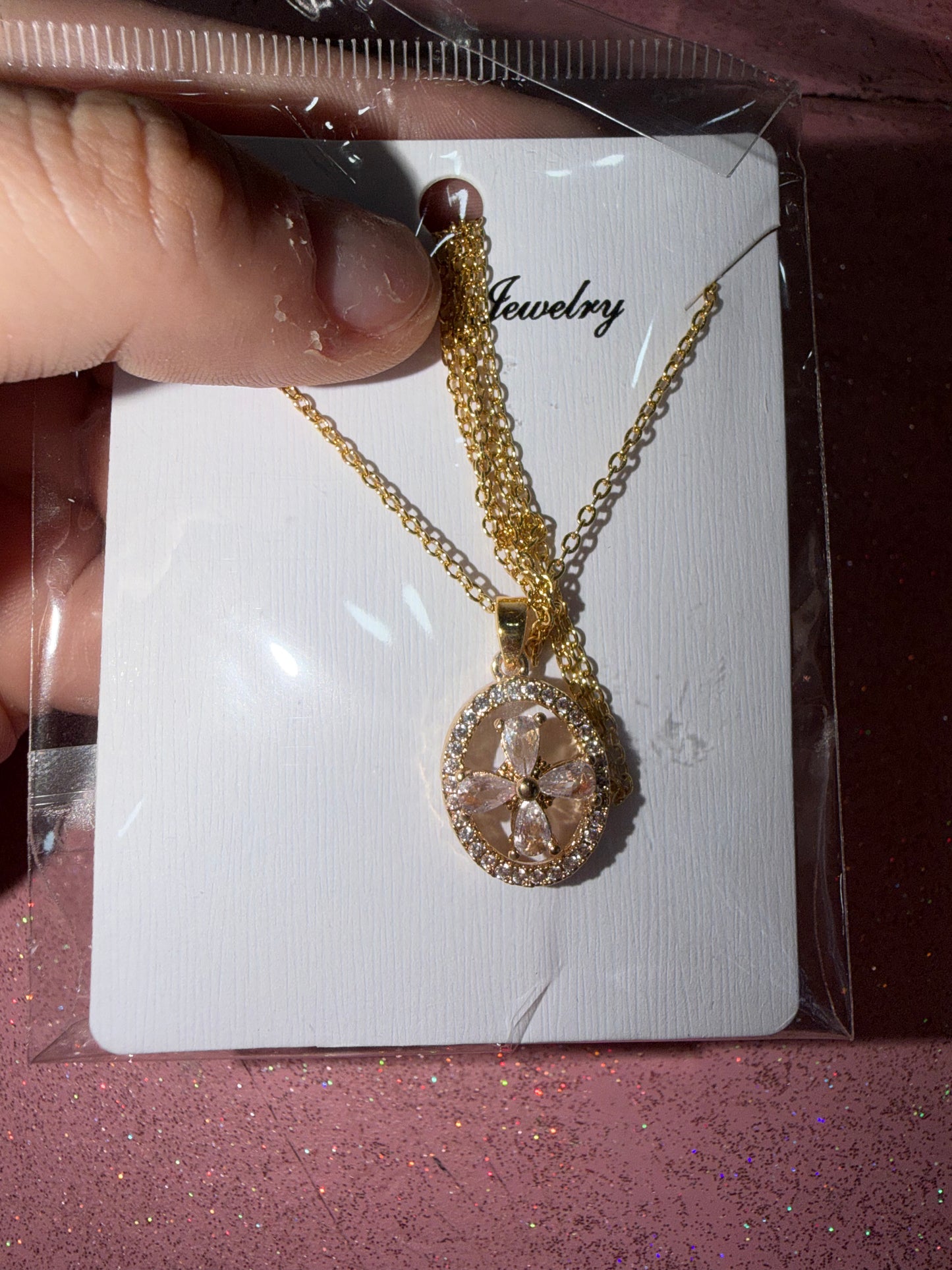 Stainless steel gold circle cross necklace