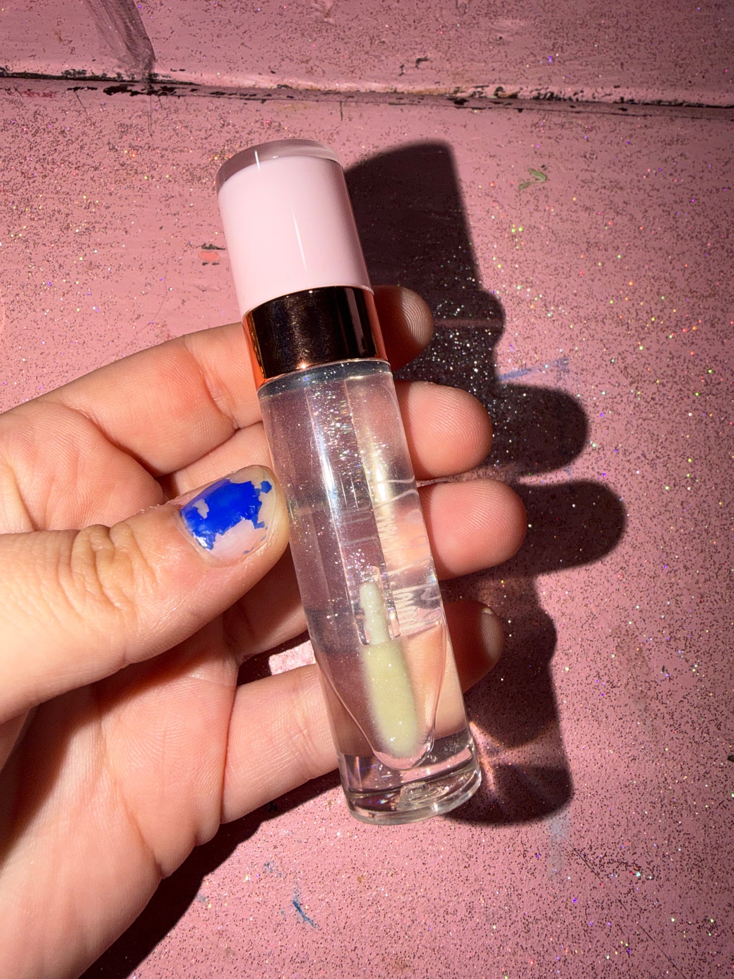 Clear glitter lip gloss