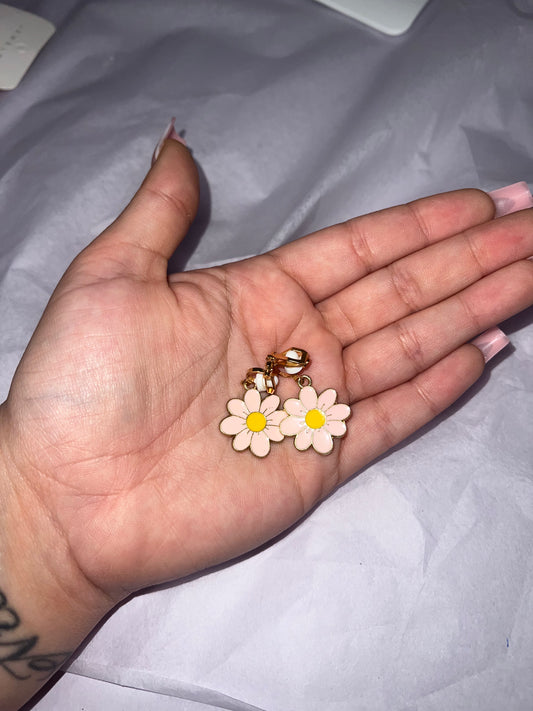 Pink flower earrings
