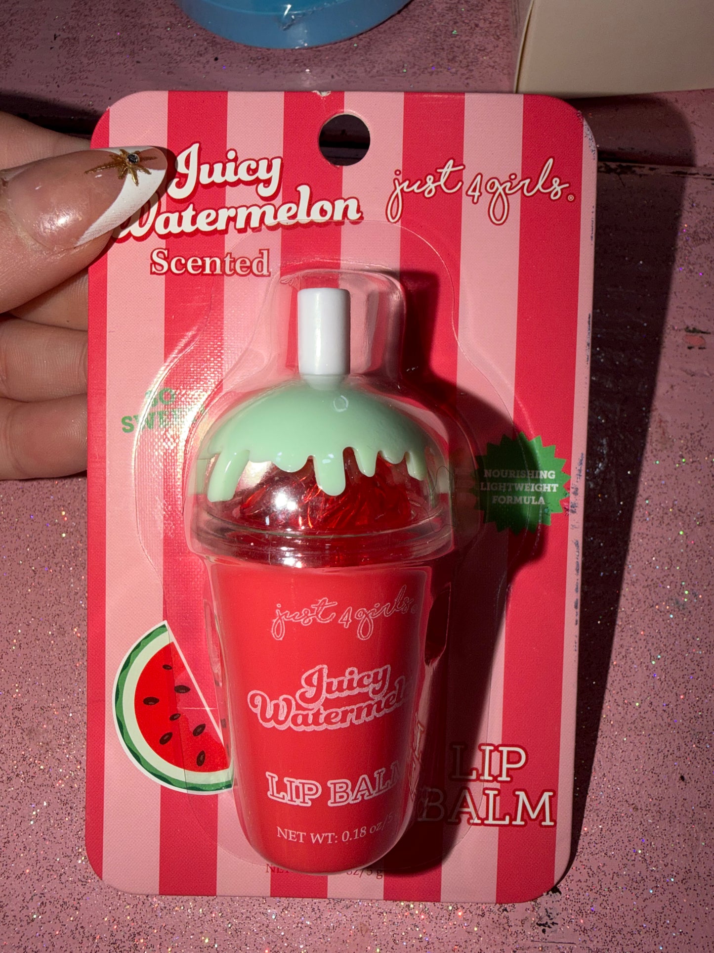 Juicy watermelon slushie lip balm