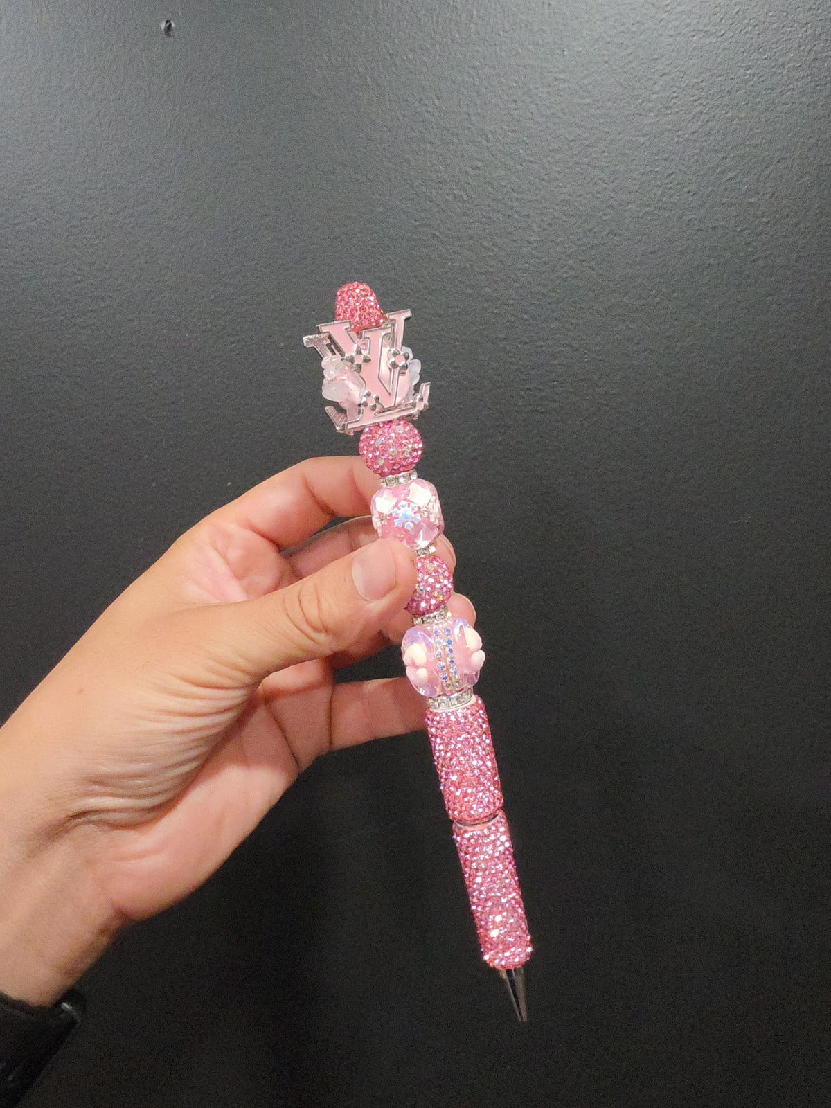 Pink LV rhinestone pen