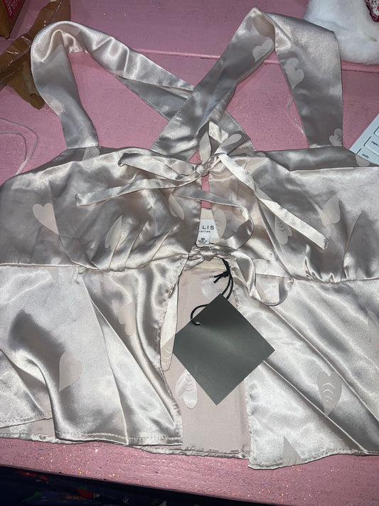 Satin gold crop top (m)