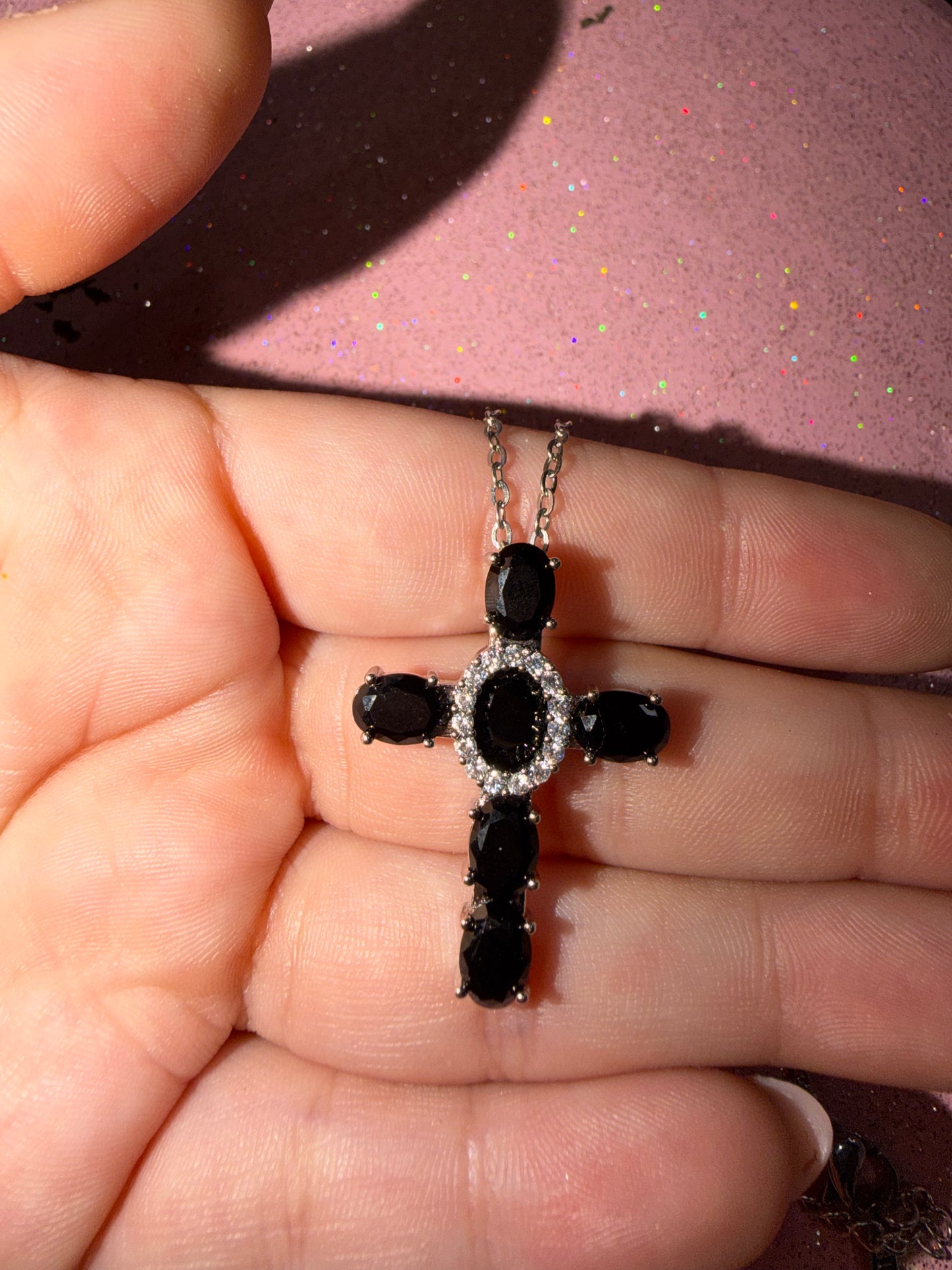 Black cross necklace
