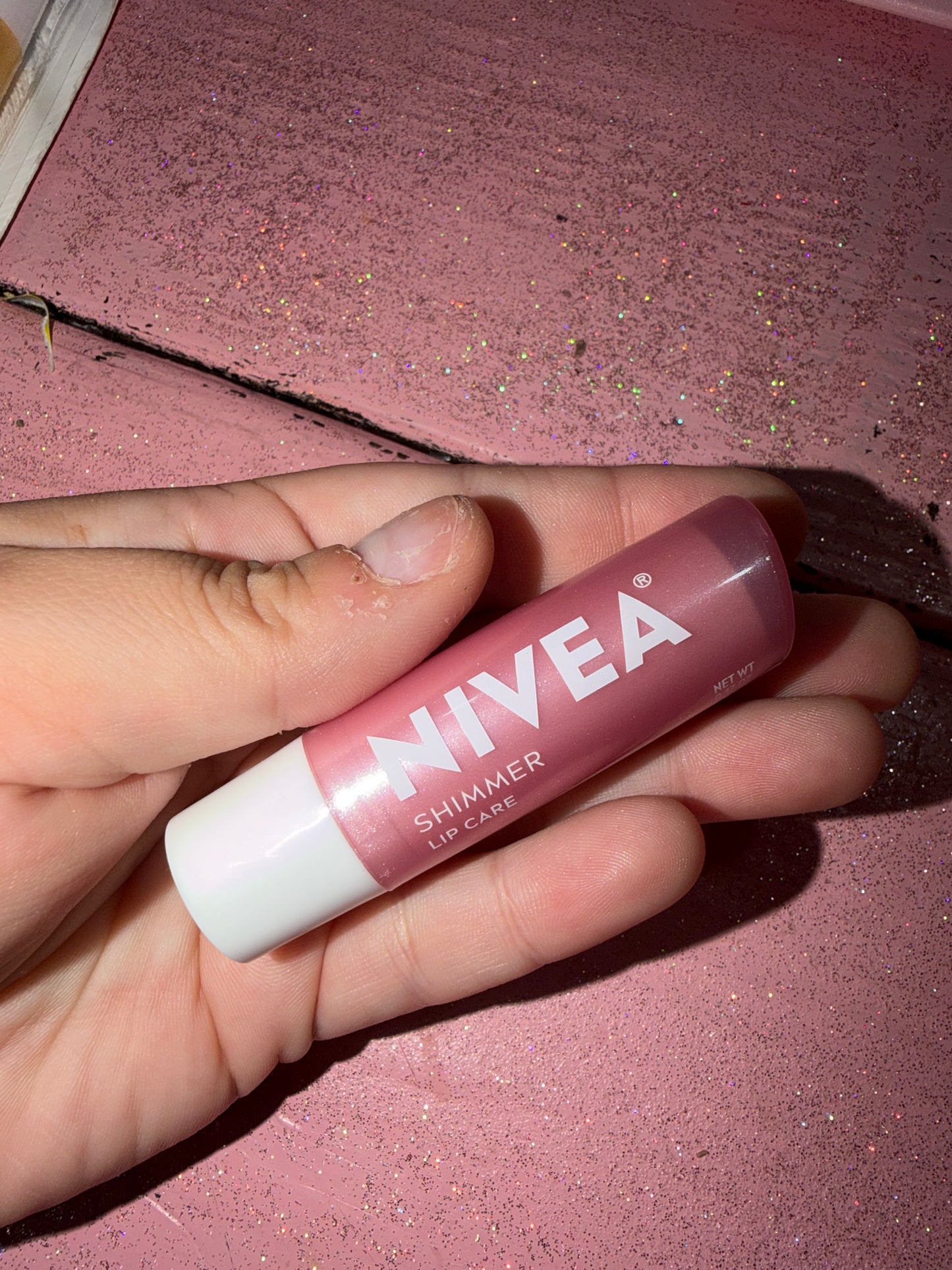 Shimmer baby pink lip balm