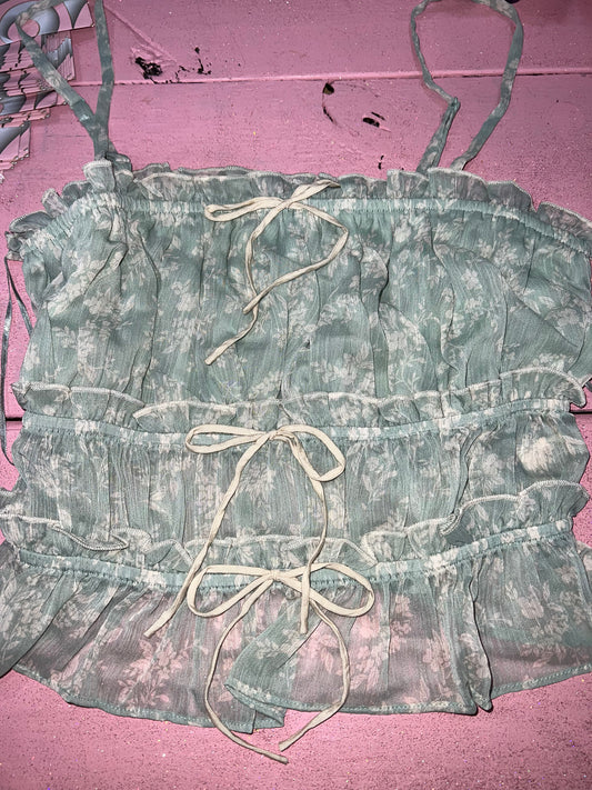 Blue floral tank (m)