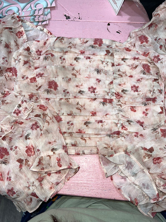 Pink floral crop top (m)