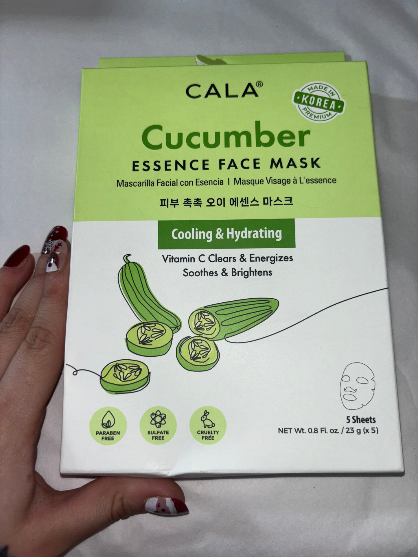 CUCUMBER 5 SHEETS FACE MASKS